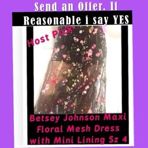 Gorgeous & Sexy Floral Mesh Betsey Johnson Dress w/MINI LINING